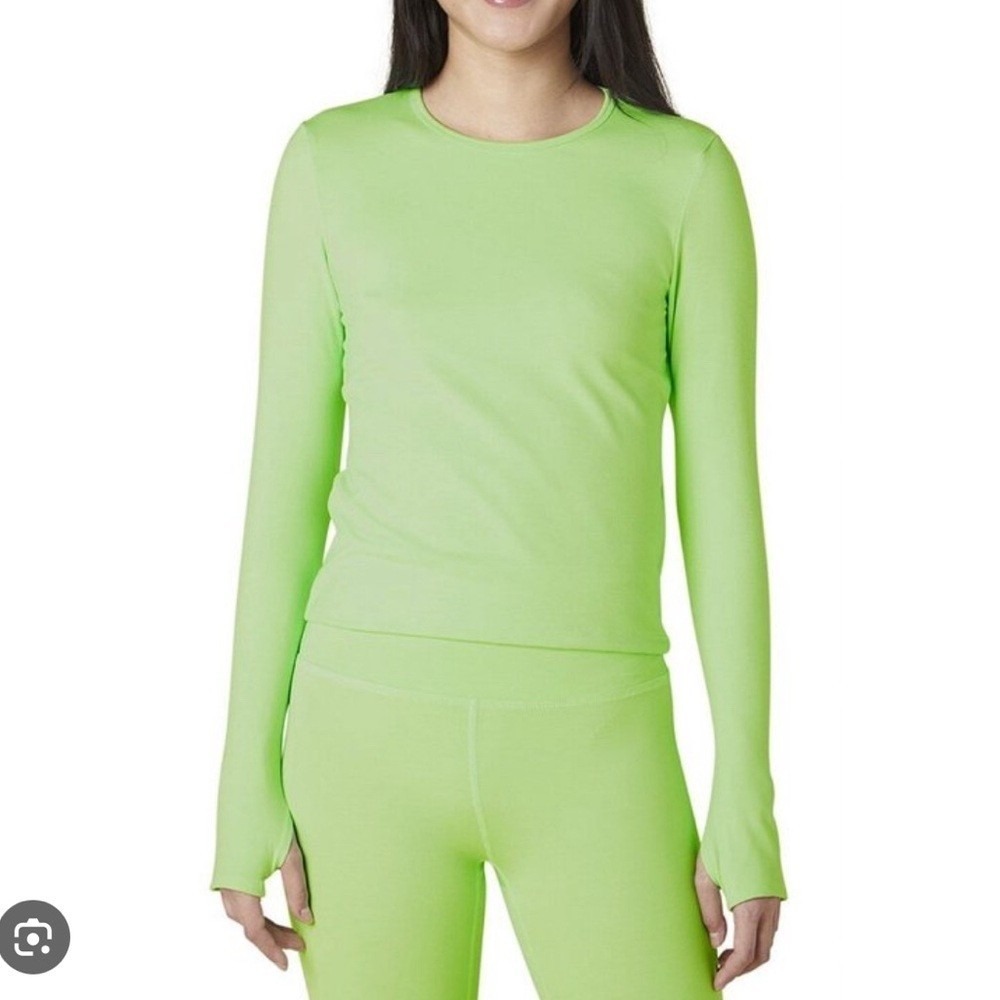 Beyond Yoga Womens Ribbed LS Crop Protect Me Sun Shirt Mint Green USA Made/S